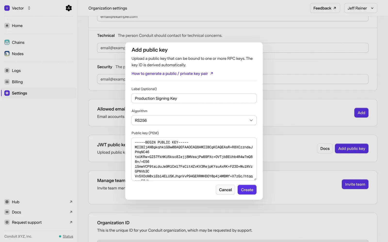 Adding public key