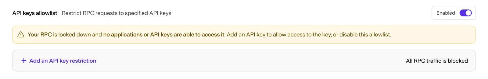 empty API keys allowlist