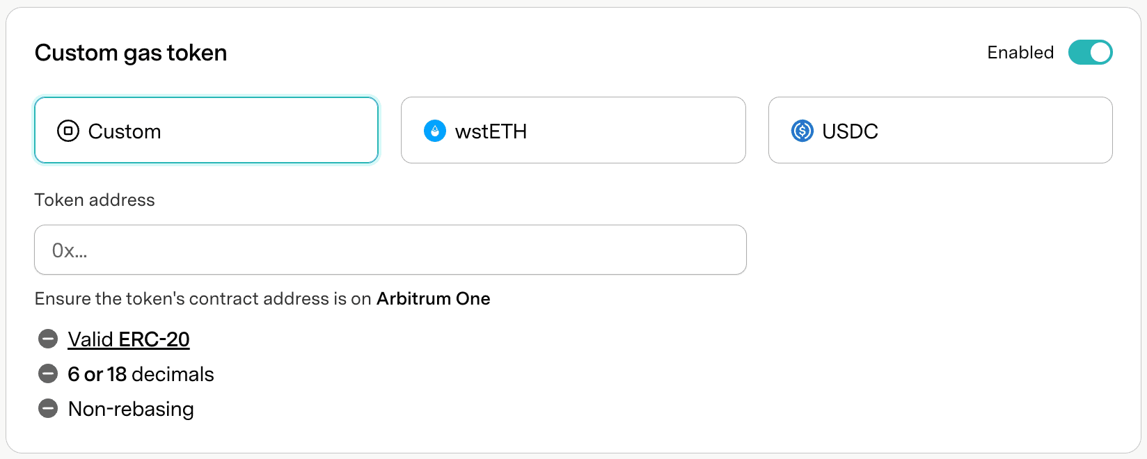 Custom Gas Token